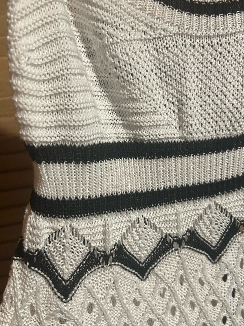 SHEIN Maxi Crochet Dress White with Black Stripes Size L - Picture 4 of 12